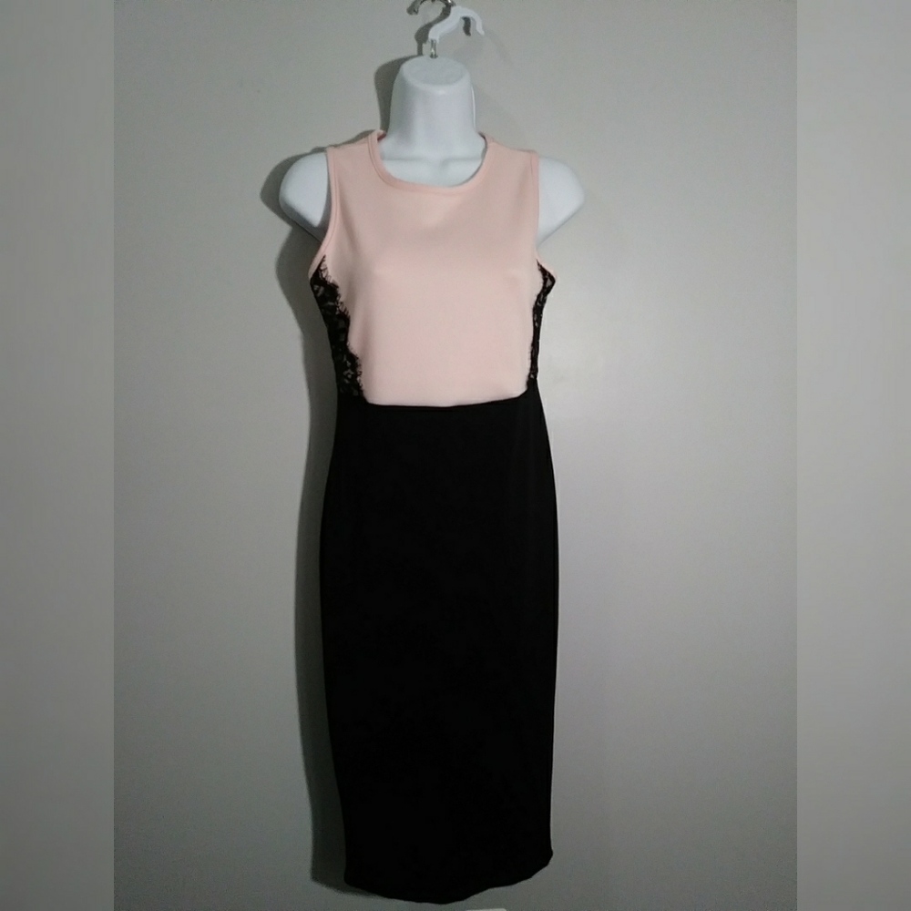 NWT French Atmosphere pink & black M Bodycon dress